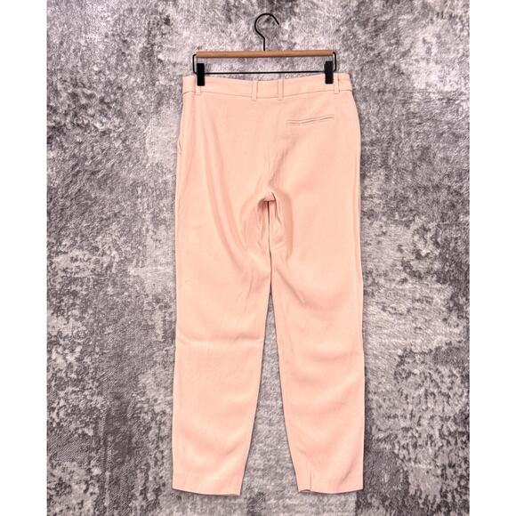 Sezane Pants 38 / US 6 Womens Blush Pink Textured Crepe Ankle Trouser - Picture 2 of 7